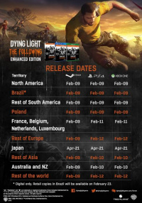 Dying Light: The Following - Enhanced Edition Global Release Dates Announced