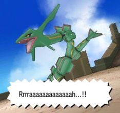 In Pokémon Omega Rubin und Pokémon Alpha Saphir kann Rayquaza eine Mega-Entwicklung durchführen