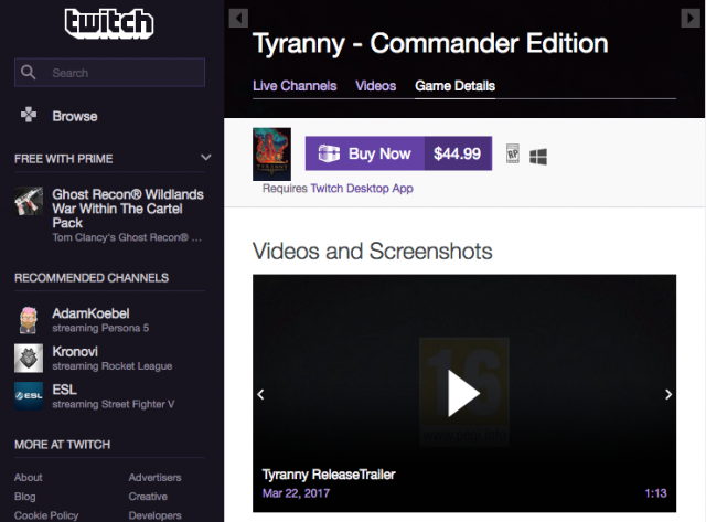 Tyranny Now Available to Buy on TwitchVideo Game News Online, Gaming News