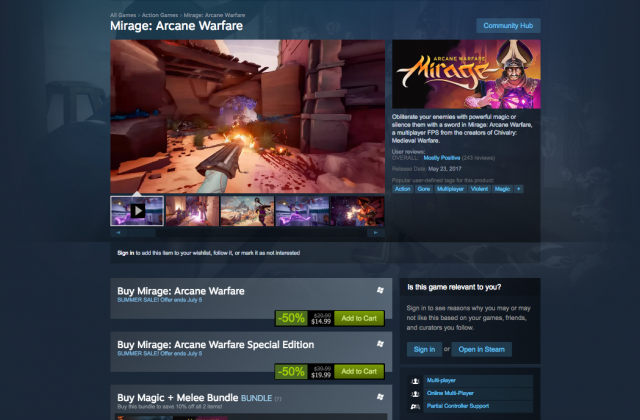 Mirage: Arcane Warfare 50% Off for Steam Summer Sale, With Russian Localization and Team AutobalanceVideo Game News Online, Gaming News